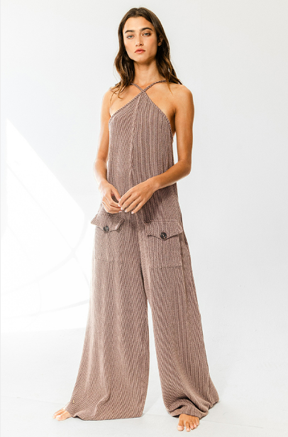 CROSSCRISS HALTER NECK FRONT POCKET JUMPSUIT