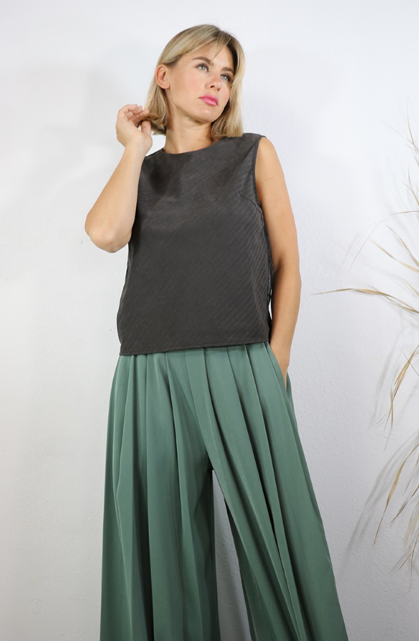 Pleated Palazzo Wide Leg Pants