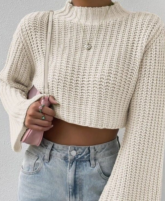 Waverly Cropped Sweater: Cream