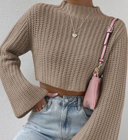 Waverly Cropped Sweater: Taupe